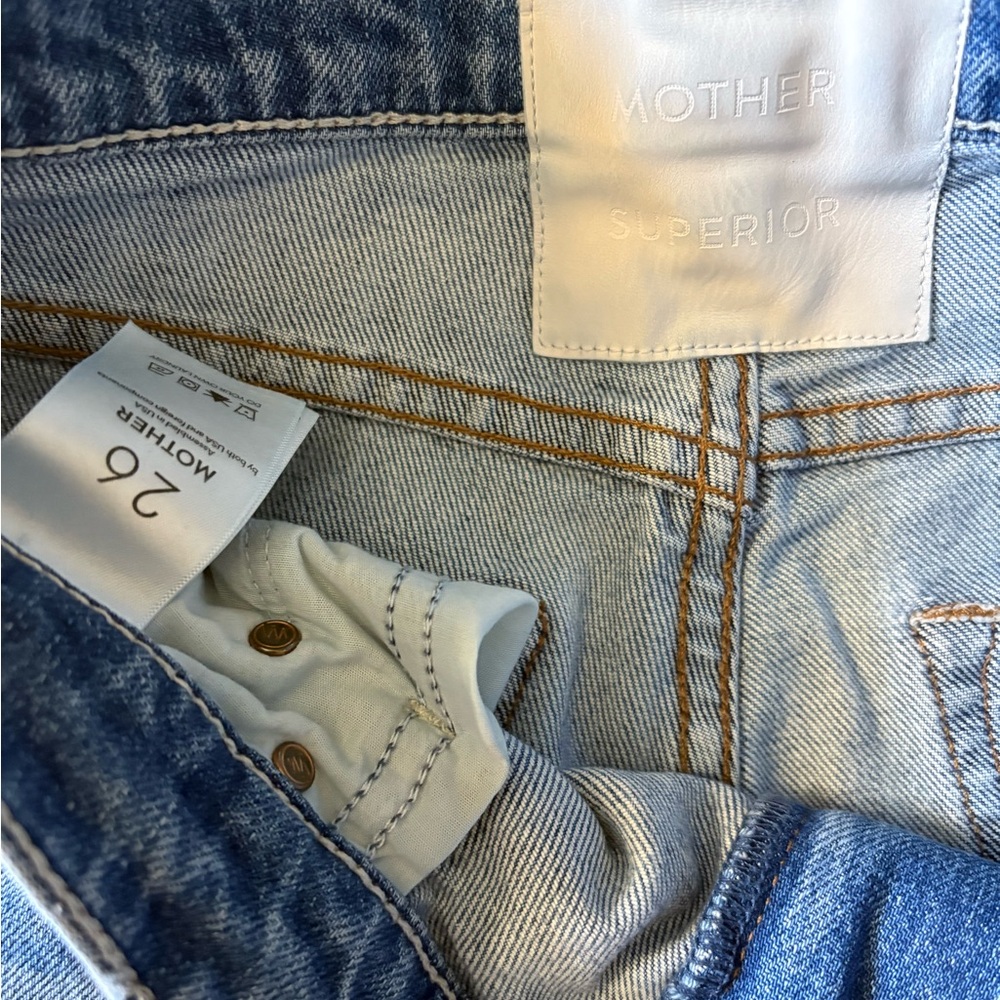 MOTHER Straight Leg Jeans in Medium Blue - Picture 3 of 5